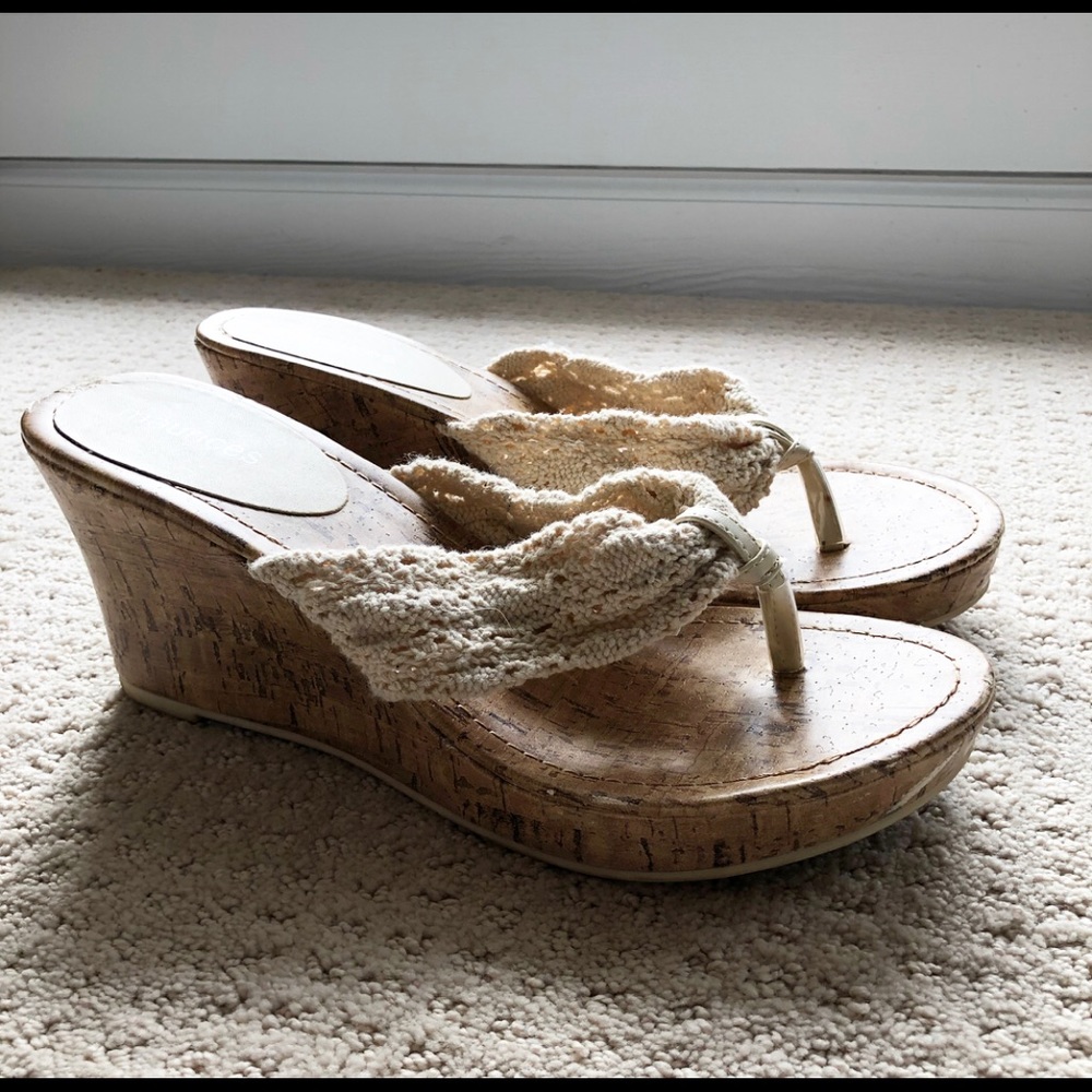 Ivory wedge heels